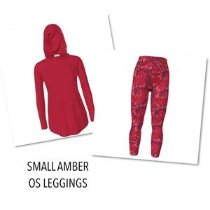 Women’s Lularoe Small Solid Red Amber Hoodie and Matching Tie Dye OS Leggings